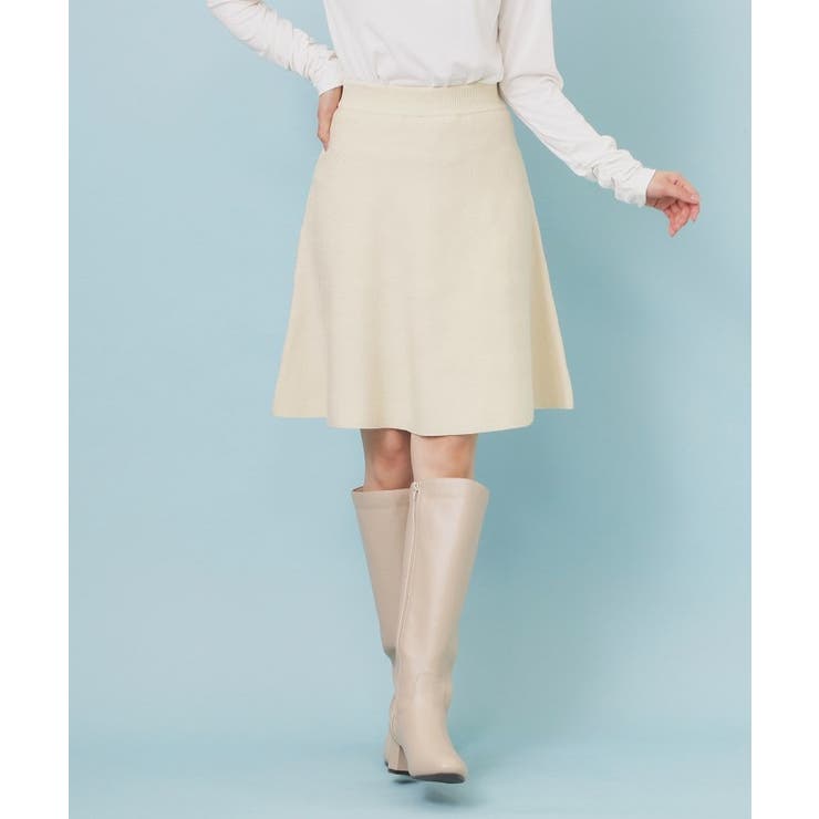 グレージュ(050) | フレアミニニットスカート【洗濯機OK】 | index