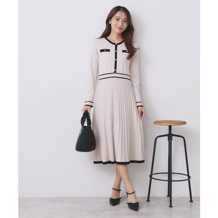 バイカラードッキング風ニットワンピース【洗濯機OK/抗ピル】 | index | 詳細画像2 