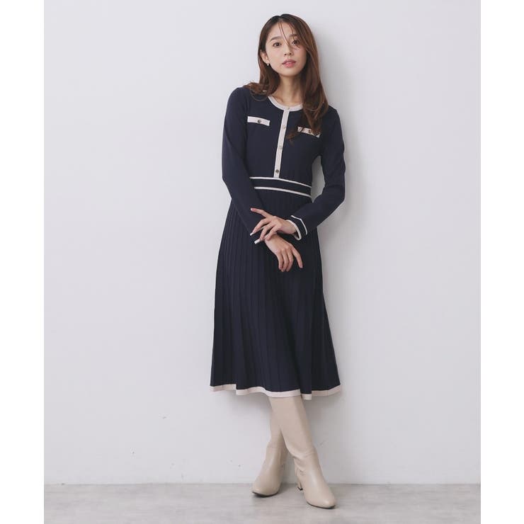 バイカラードッキング風ニットワンピース【洗濯機OK/抗ピル】 | index | 詳細画像11 