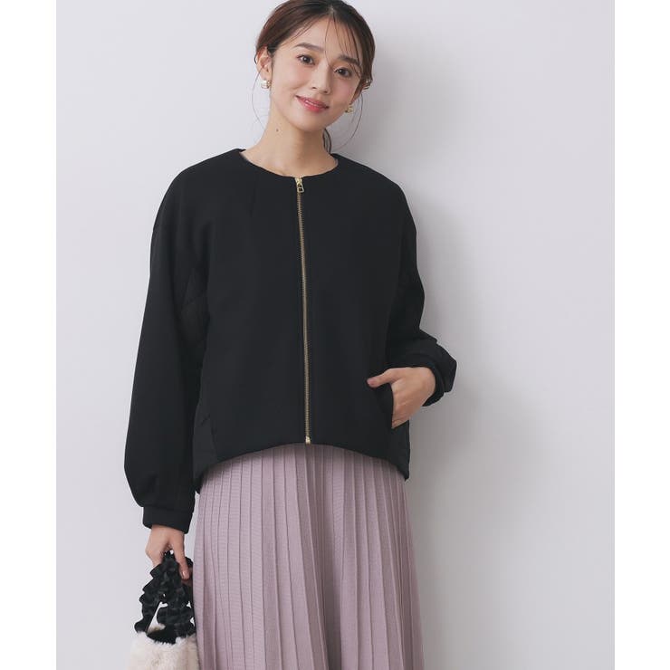 キルティング切替ノーカラーブルゾン【洗濯機OK】[品番：WRDW0223832