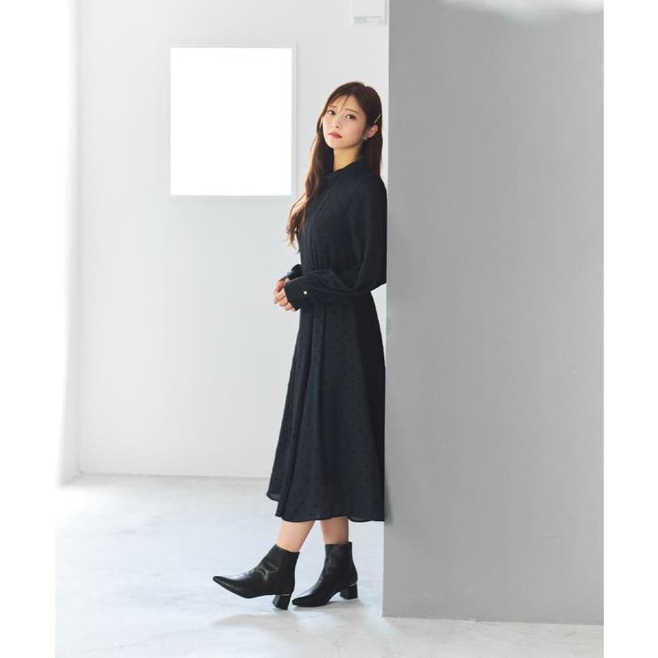 ドットデザインタックワンピース【洗濯機OK/イージーアイロン】 | index | 詳細画像1 