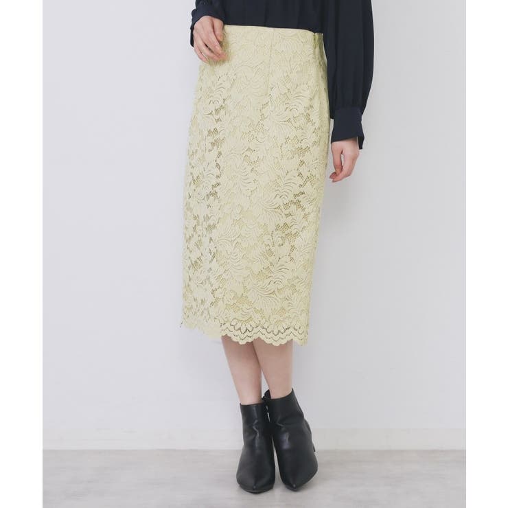 イエロー(031) | モールレースタイトスカート【洗濯機OK】 | index