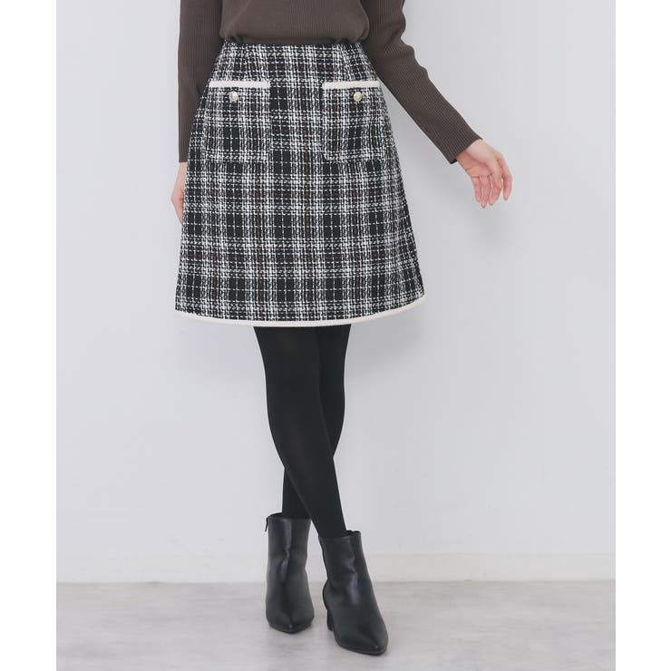 ブラック(219) | チェックツィードスカート/セットアップ対応【洗える】 | index