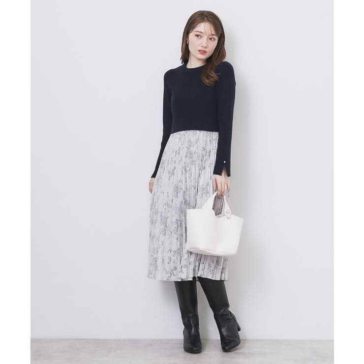 フラワープリーツドッキングニットワンピース【洗濯機OK】 | index | 詳細画像20 