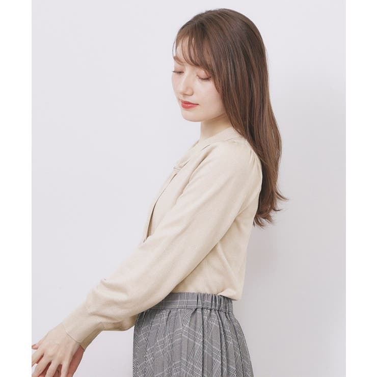 ゴールドパーツ付きボウタイニット【洗濯機OK】《10col/XS～LL》 | index | 詳細画像13 