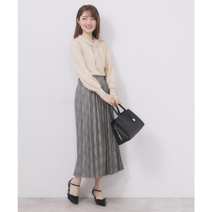 ゴールドパーツ付きボウタイニット【洗濯機OK】《10col/XS～LL》 | index | 詳細画像14 