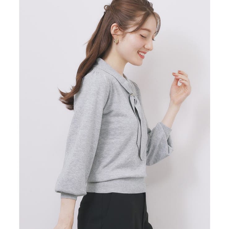 ゴールドパーツ付きボウタイニット【洗濯機OK】《10col/XS～LL》 | index | 詳細画像21 