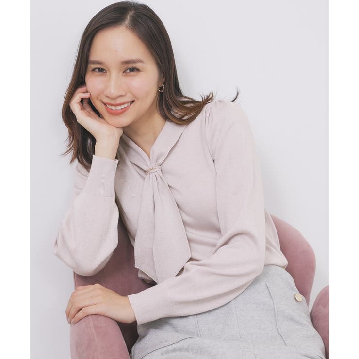 ライトピンク(870) | ゴールドパーツ付きボウタイニット【洗濯機OK】《10col/XS～LL》 | index