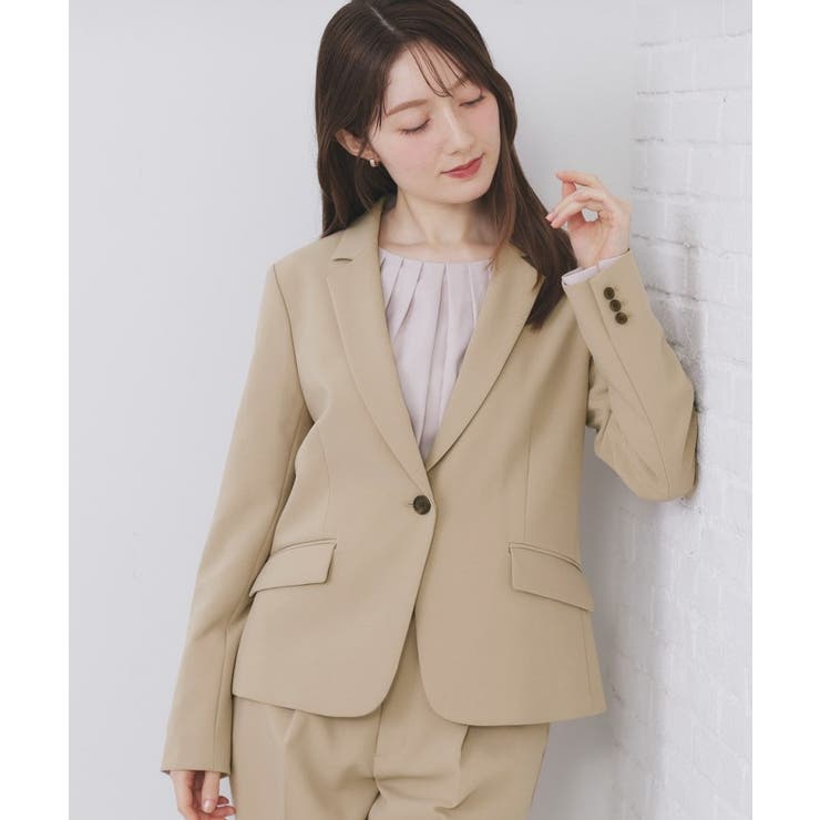 ライトベージュ(051) | ストレッチテーラードジャケット/セットアップ対応【洗える/防シワ】 | index