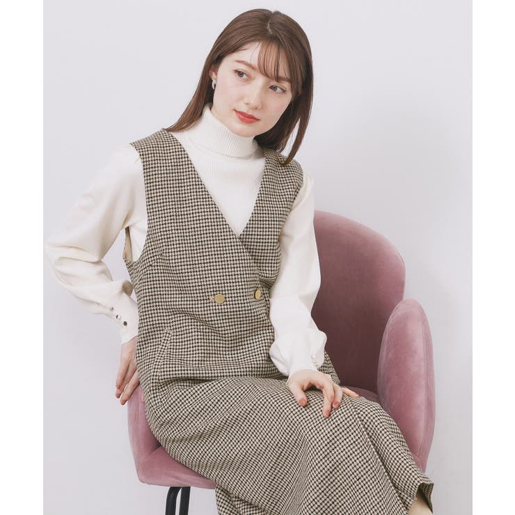 モカブラウン(242) | ラップ風ツイードジャンスカ【洗濯機OK/防シワ】 | index