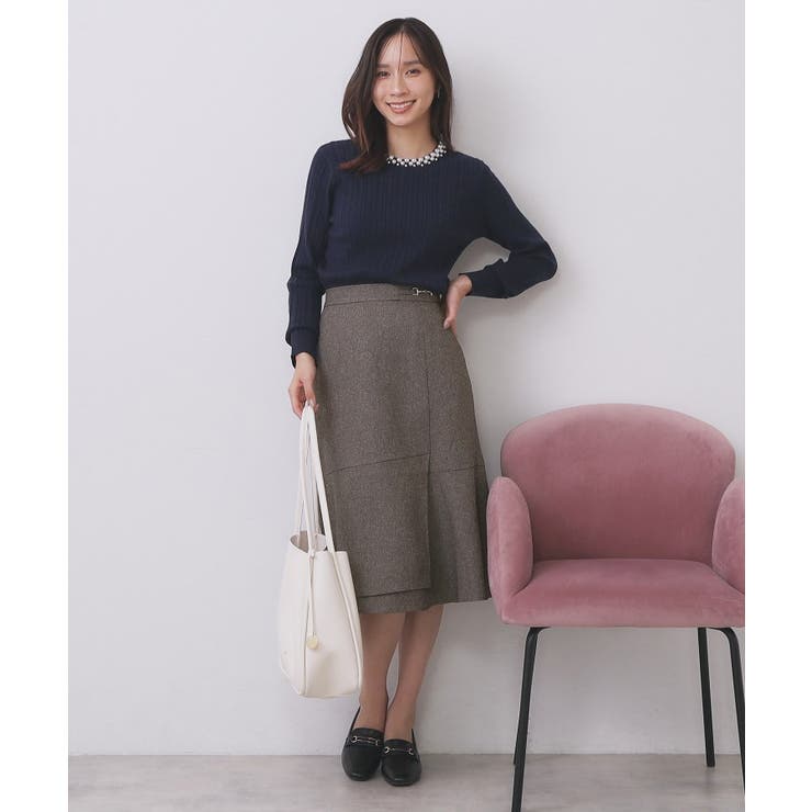 カルゼツイードアシメフレアスカート【洗濯機OK 防シワ イージーアイロン | index | 詳細画像2 