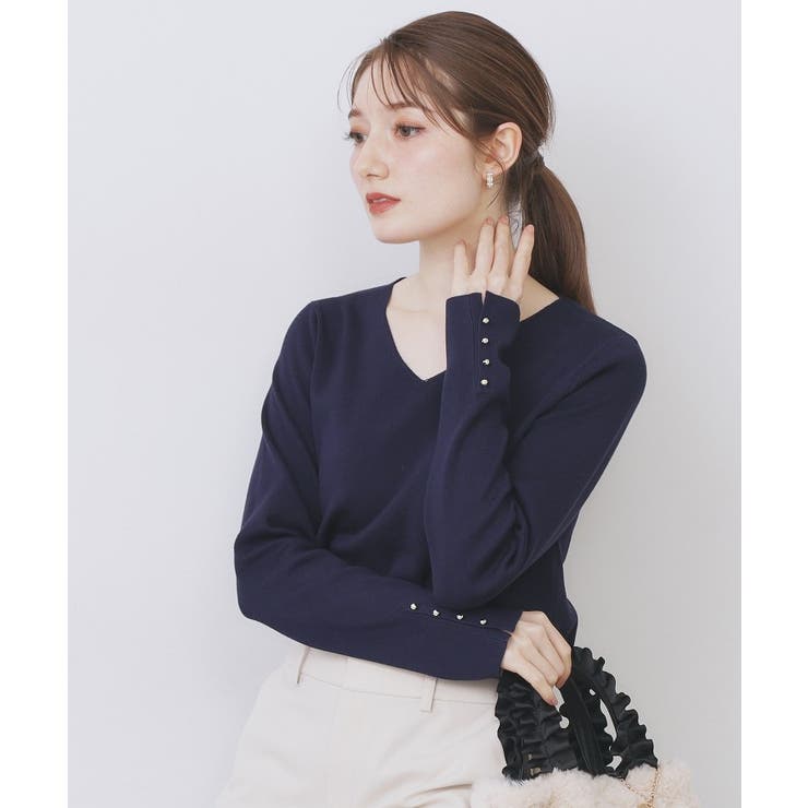 ゴールドボタンVネックニット【洗濯機OK】《6col》 | index | 詳細画像9 