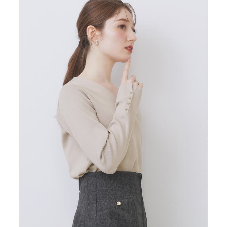 ゴールドボタンVネックニット【洗濯機OK】《6col》 | index | 詳細画像17 