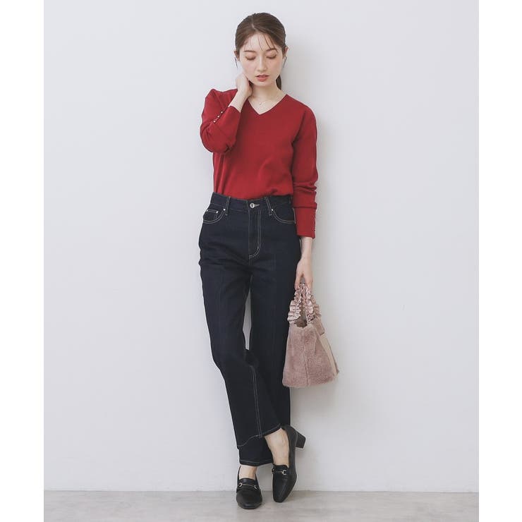 ゴールドボタンVネックニット【洗濯機OK】《6col》 | index | 詳細画像22 