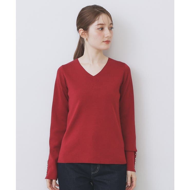 ゴールドボタンVネックニット【洗濯機OK】《6col》 | index | 詳細画像25 