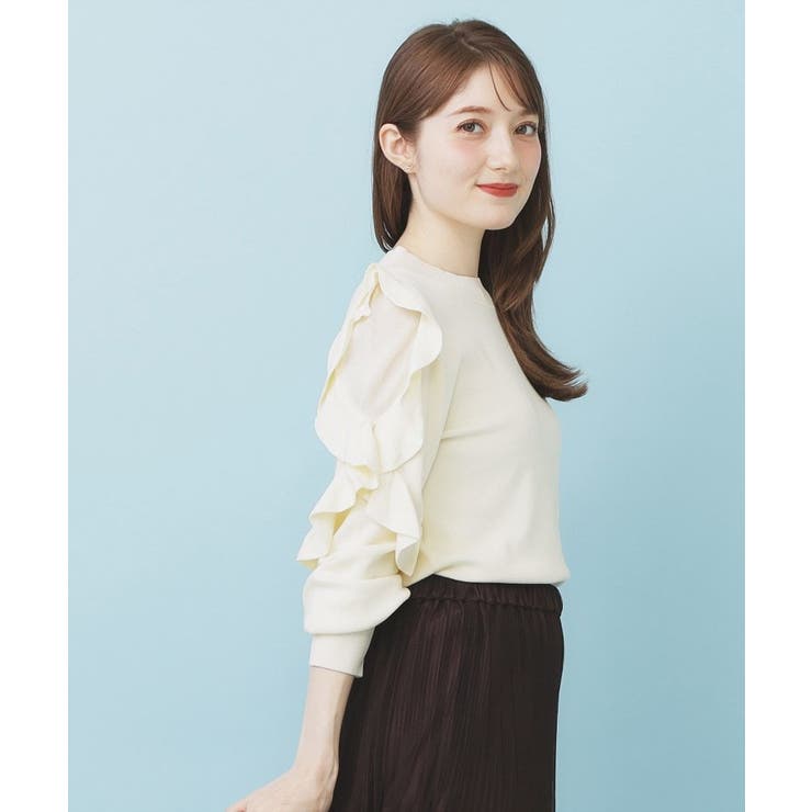 ハイネックシアーフリルスリーブニット【洗濯機OK/抗ピル】 | index | 詳細画像1 