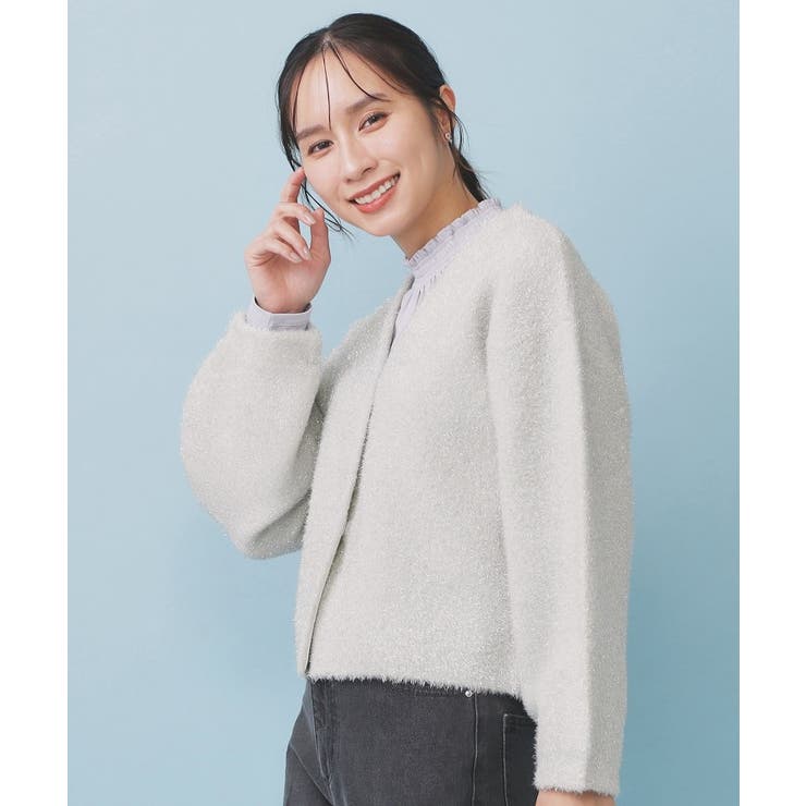 リボンブローチフィルムラメフェザーカーディガン【洗濯機OK】 | index | 詳細画像5 