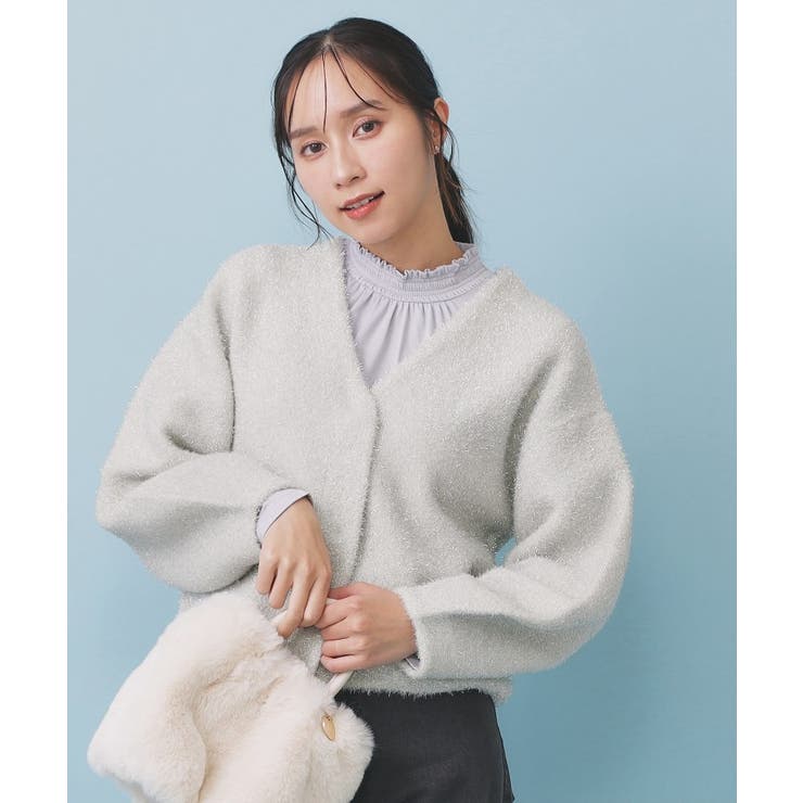 リボンブローチフィルムラメフェザーカーディガン【洗濯機OK】 | index | 詳細画像6 