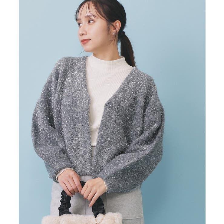 リボンブローチフィルムラメフェザーカーディガン【洗濯機OK】 | index | 詳細画像12 