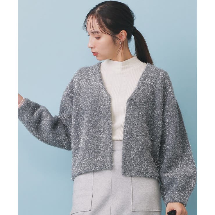 リボンブローチフィルムラメフェザーカーディガン【洗濯機OK】 | index | 詳細画像13 