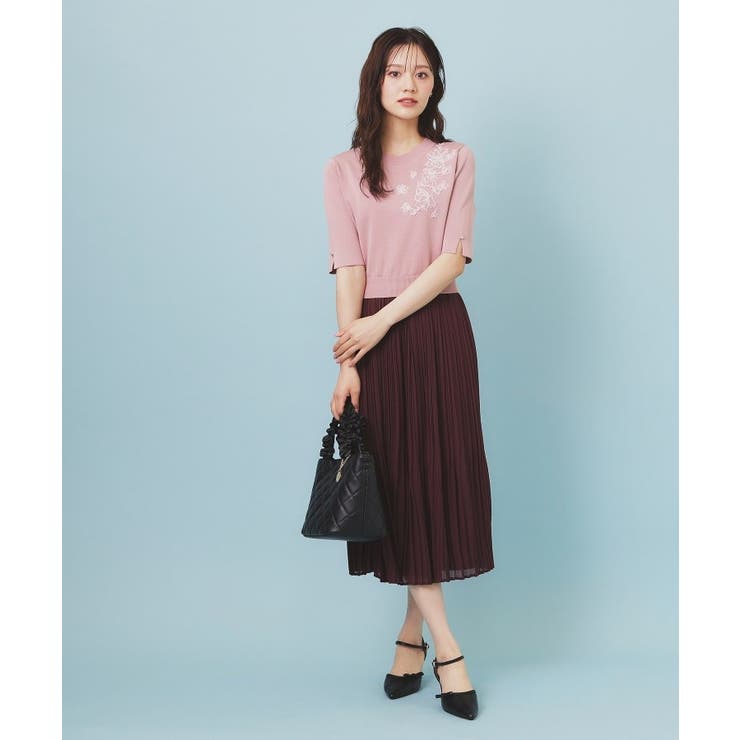 刺繍デザインドッキングプリーツワンピース【洗濯機OK】 | index | 詳細画像11 