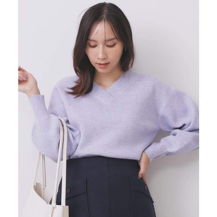 片畦Vネックボクシーパフニット【洗濯機OK】 | index | 詳細画像11 