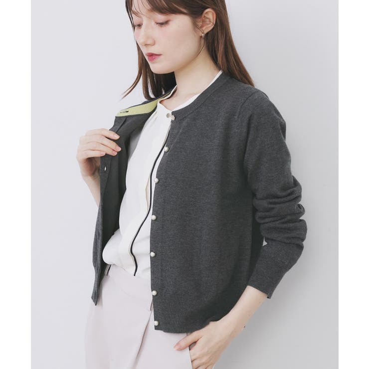 ビジュークルーネックカーディガン【洗濯機OK】《7col/XS～LL》 | index | 詳細画像1 