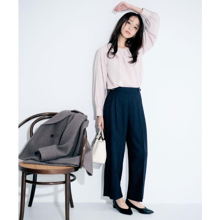 クルーネックタックブラウス【洗濯機OK/防シワ/イージーアイロン】 | index | 詳細画像1 