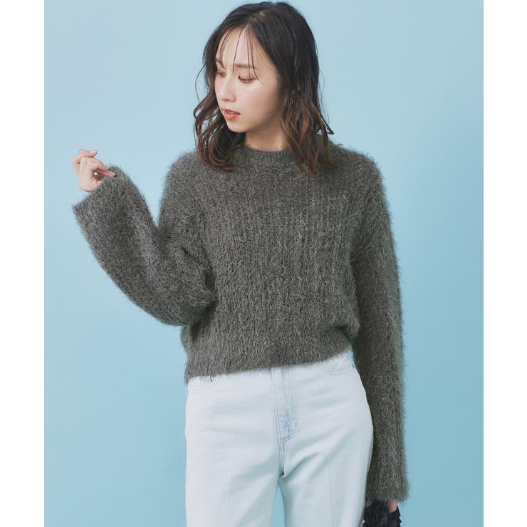 透かし編みショートフェザーニット【洗濯機OK】 | index | 詳細画像5 