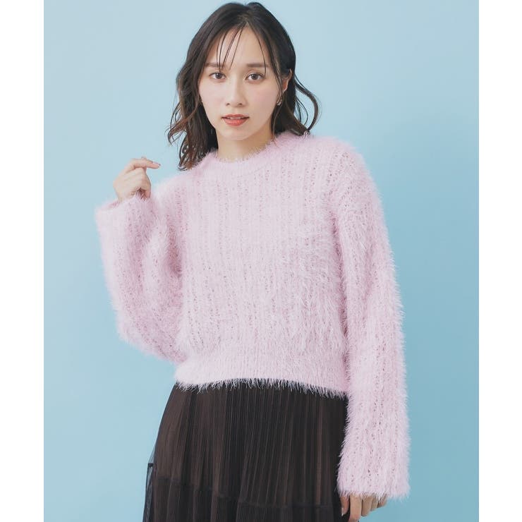 透かし編みショートフェザーニット【洗濯機OK】 | index | 詳細画像13 