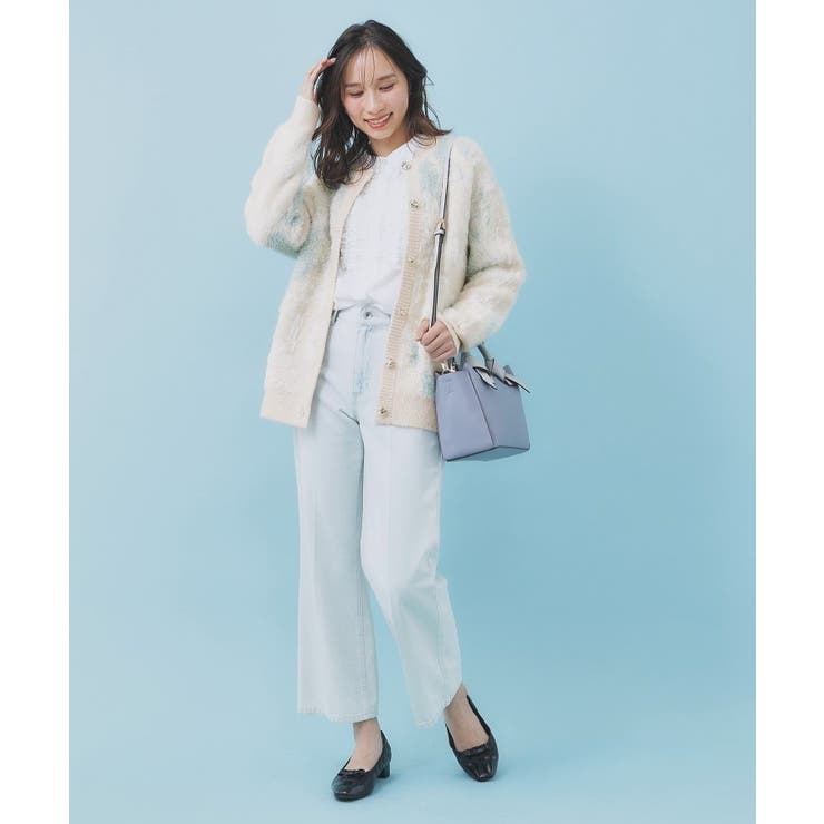 フェザー幾何ジャカードクルーミドルカーディガン【洗濯機OK】 | index | 詳細画像10 