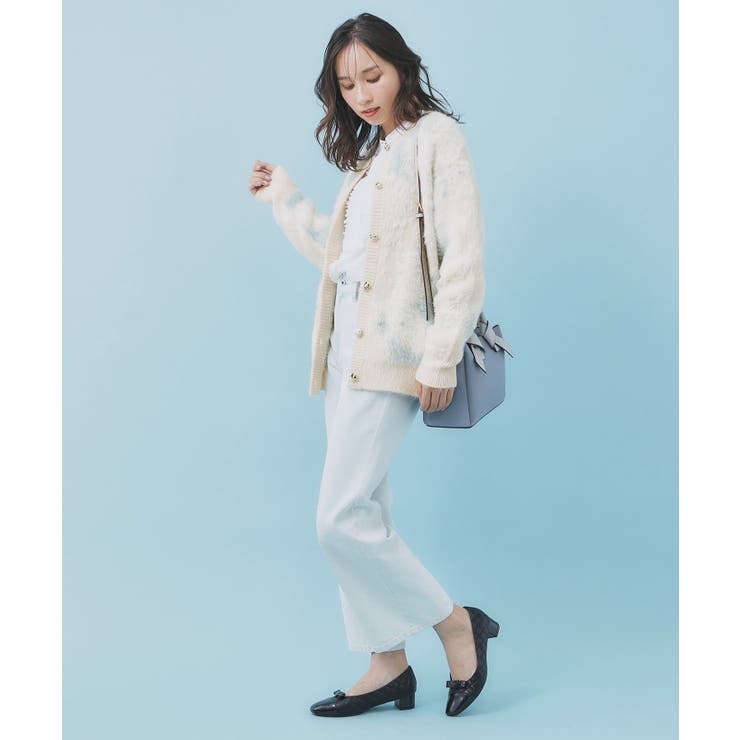 フェザー幾何ジャカードクルーミドルカーディガン【洗濯機OK】 | index | 詳細画像11 