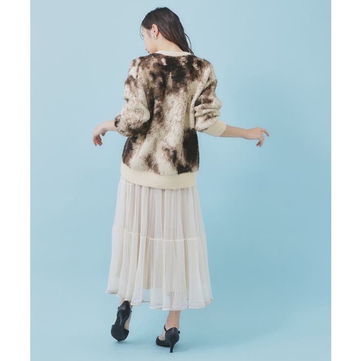 フェザー幾何ジャカードクルーミドルカーディガン【洗濯機OK】 | index | 詳細画像3 