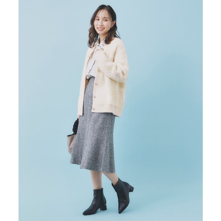 フェザー幾何ジャカードクルーミドルカーディガン【洗濯機OK】 | index | 詳細画像6 