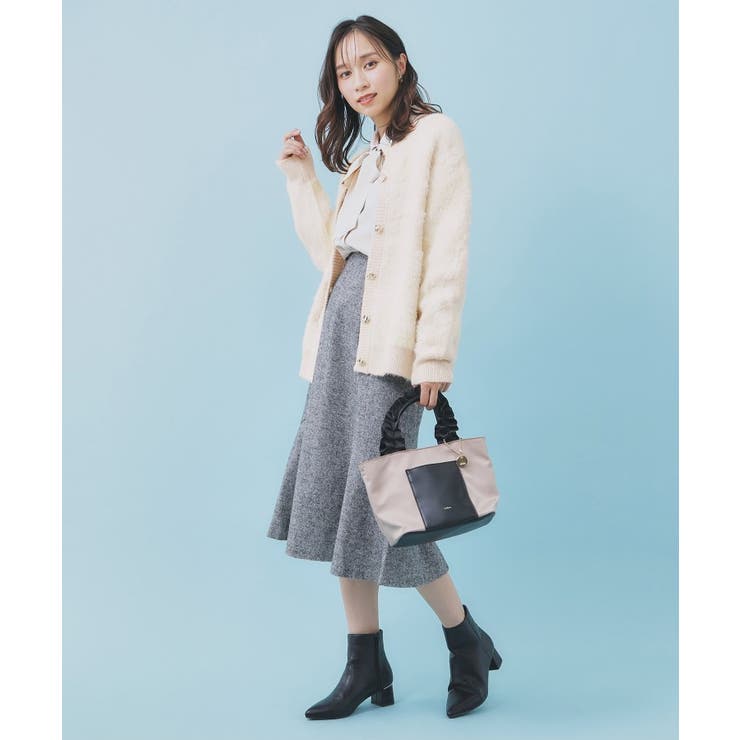 フェザー幾何ジャカードクルーミドルカーディガン【洗濯機OK】 | index | 詳細画像7 