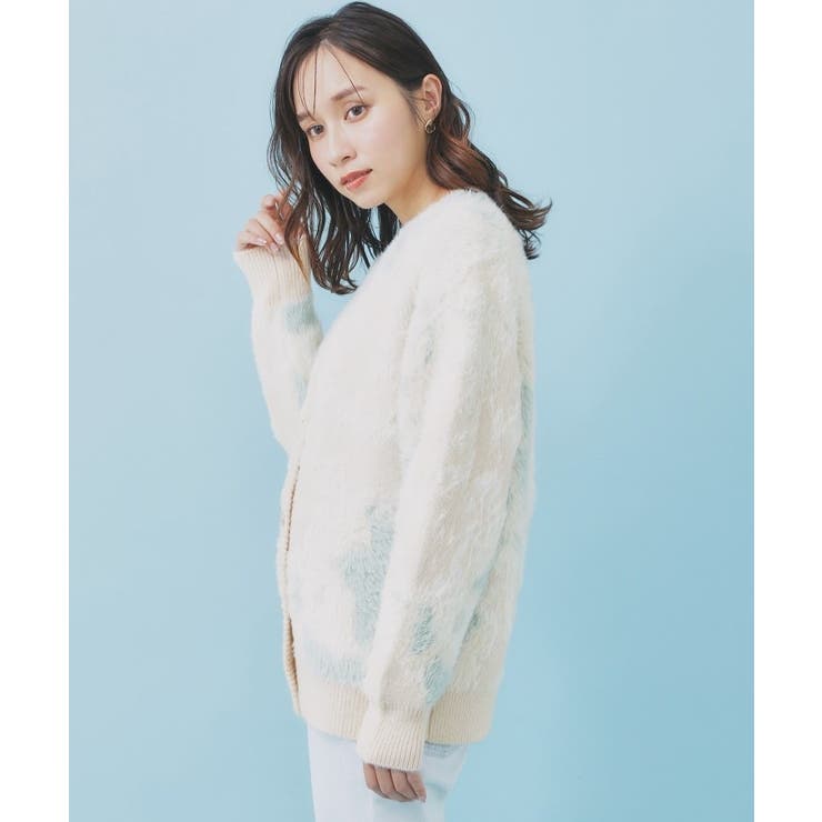 フェザー幾何ジャカードクルーミドルカーディガン【洗濯機OK】 | index | 詳細画像14 