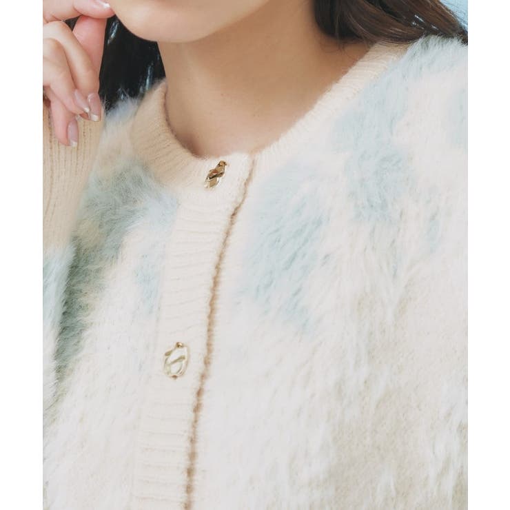 フェザー幾何ジャカードクルーミドルカーディガン【洗濯機OK】 | index | 詳細画像16 