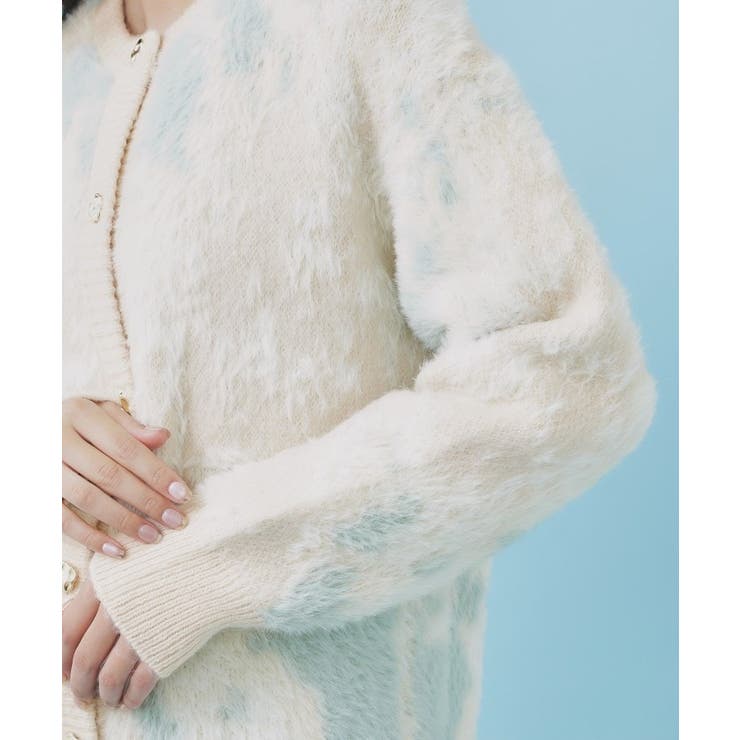 フェザー幾何ジャカードクルーミドルカーディガン【洗濯機OK】 | index | 詳細画像17 