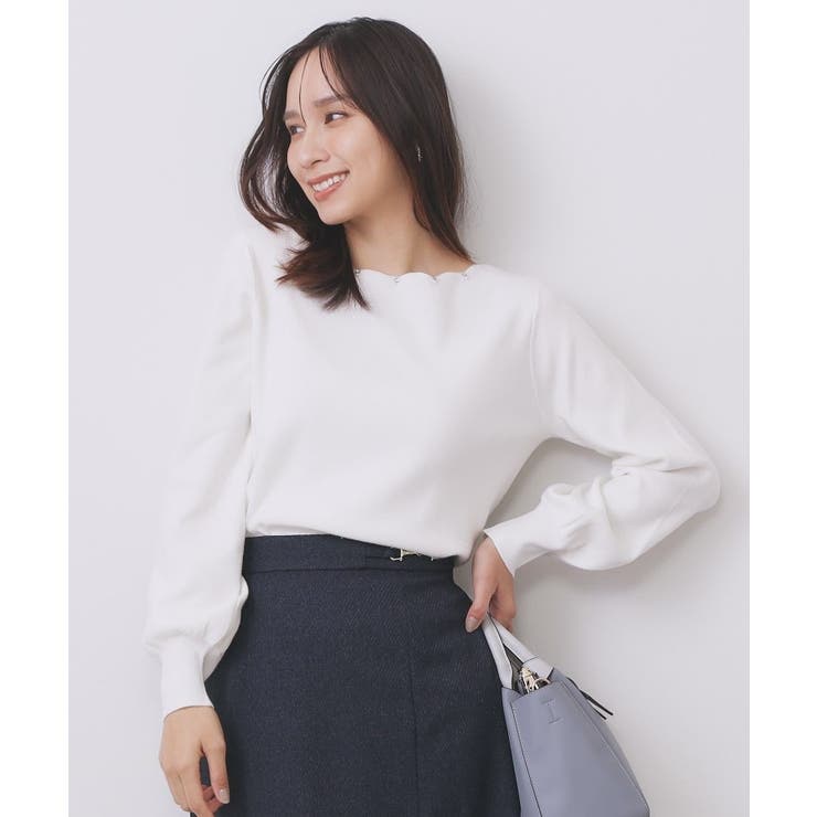 ラメスカラップビジューデザインニット【洗濯機OK】《6col/S～LL》 | index | 詳細画像4 