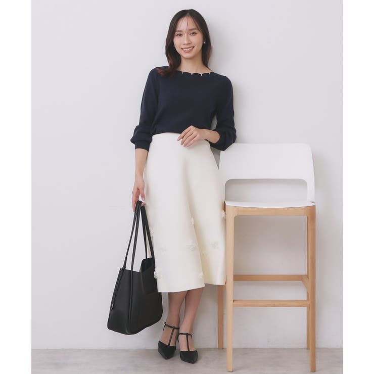 ラメスカラップビジューデザインニット【洗濯機OK】《6col/S～LL》 | index | 詳細画像13 