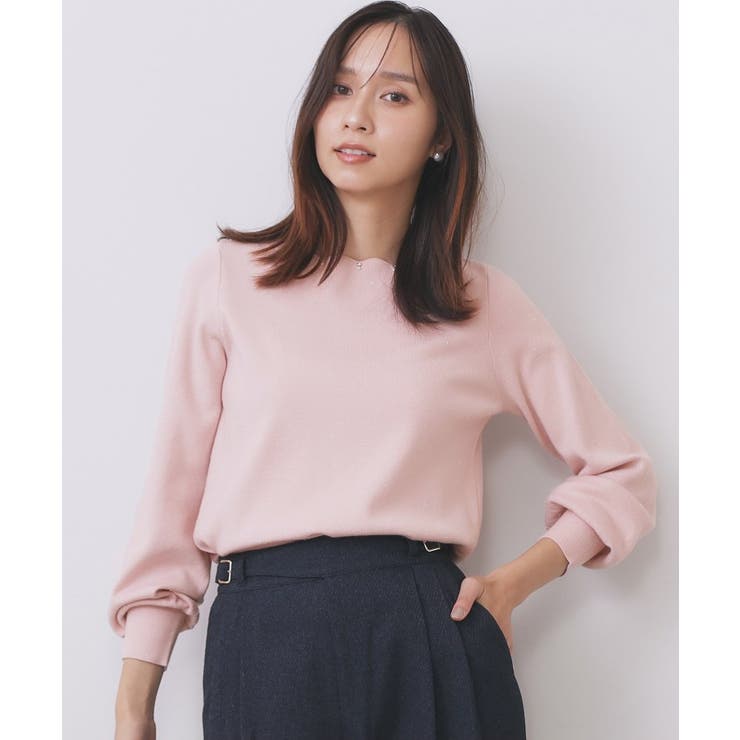 ラメスカラップビジューデザインニット【洗濯機OK】《6col/S～LL》 | index | 詳細画像20 