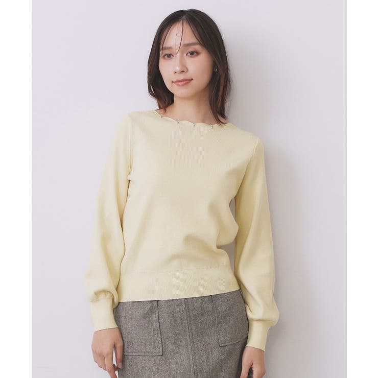 ラメスカラップビジューデザインニット【洗濯機OK】《6col/S～LL》 | index | 詳細画像28 