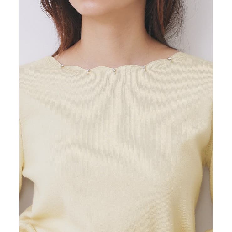 ラメスカラップビジューデザインニット【洗濯機OK】《6col/S～LL》 | index | 詳細画像31 