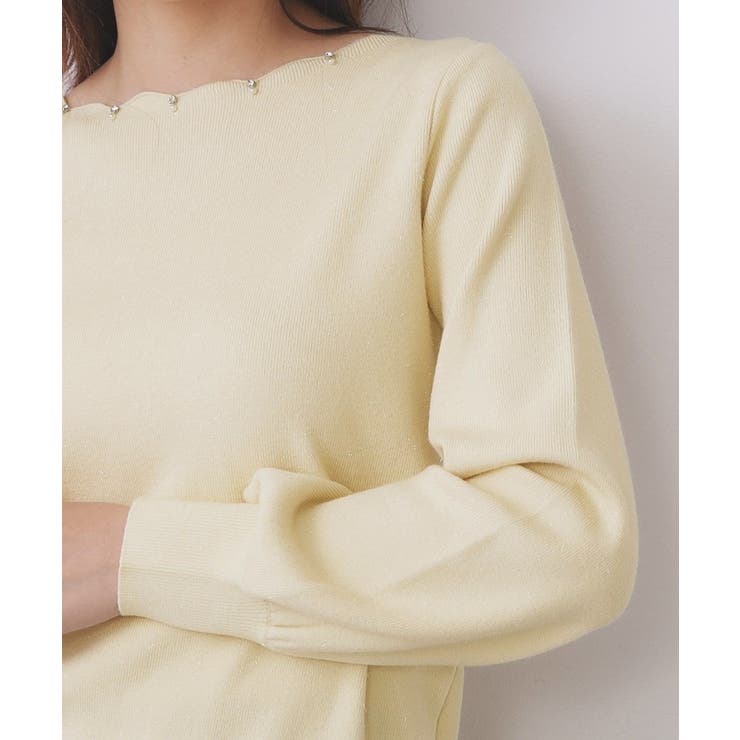 ラメスカラップビジューデザインニット【洗濯機OK】《6col/S～LL》 | index | 詳細画像32 