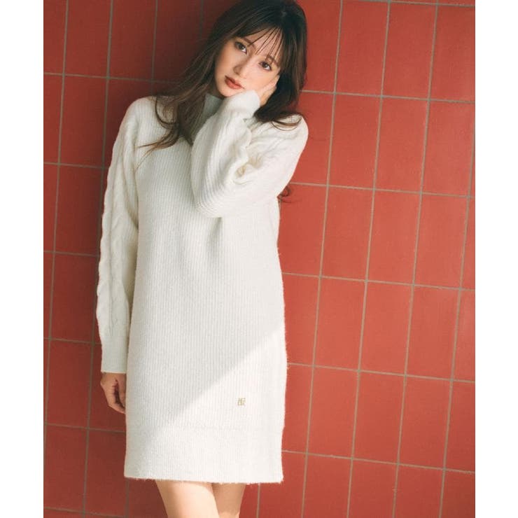 ウール混ケーブルスリーブミニワンピース【洗濯機OK】 | index | 詳細画像1 