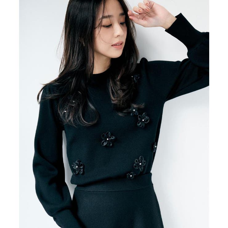 フラワーモチーフハイネックニット【洗える】 | index | 詳細画像5 