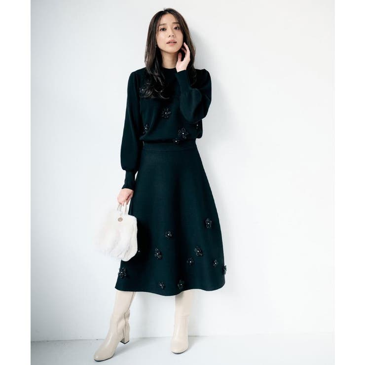 フラワーモチーフハイネックニット【洗える】 | index | 詳細画像6 