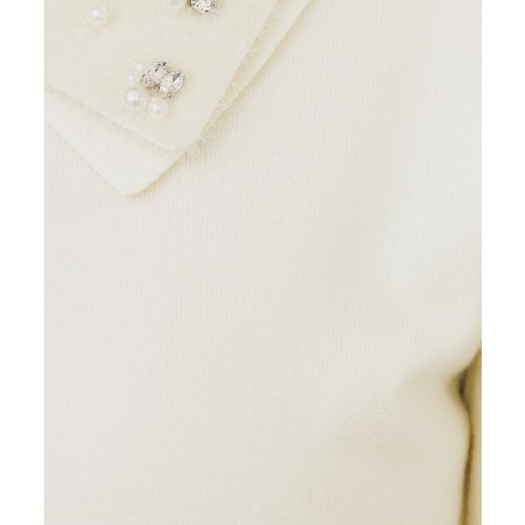 ダブルビジューフェザー衿付きニット【洗濯機OK】 | index | 詳細画像4 