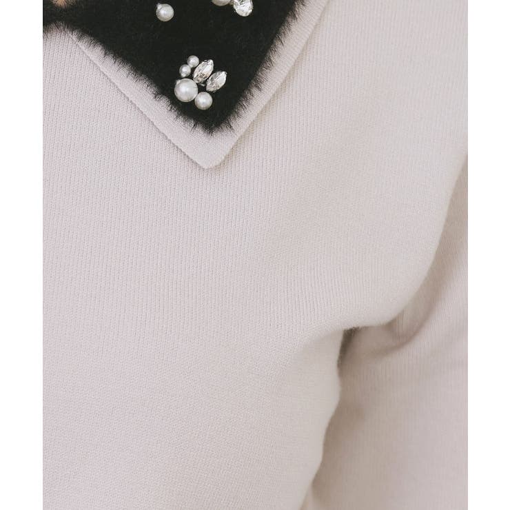 ダブルビジューフェザー衿付きニット【洗濯機OK】 | index | 詳細画像8 