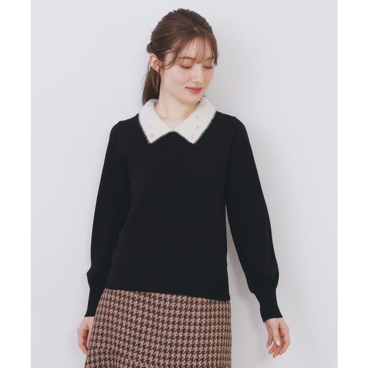ダブルビジューフェザー衿付きニット【洗濯機OK】 | index | 詳細画像13 